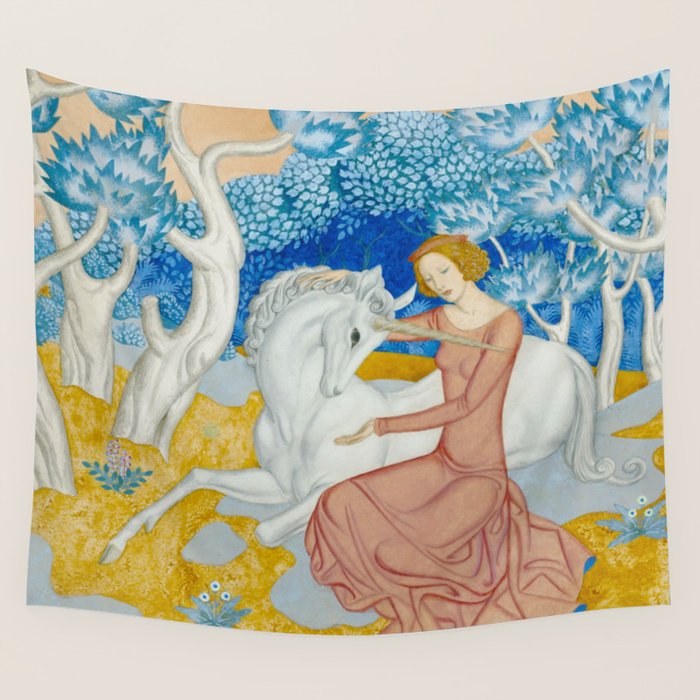 The Maid and the Unicorn - Edmund Dulac - 1938  Wall Tapestry Gallery Image 4