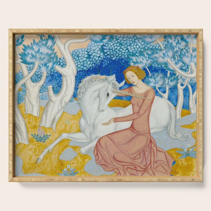 The Maid and the Unicorn - Edmund Dulac - 1938  Serving Tray Gallery Image 1