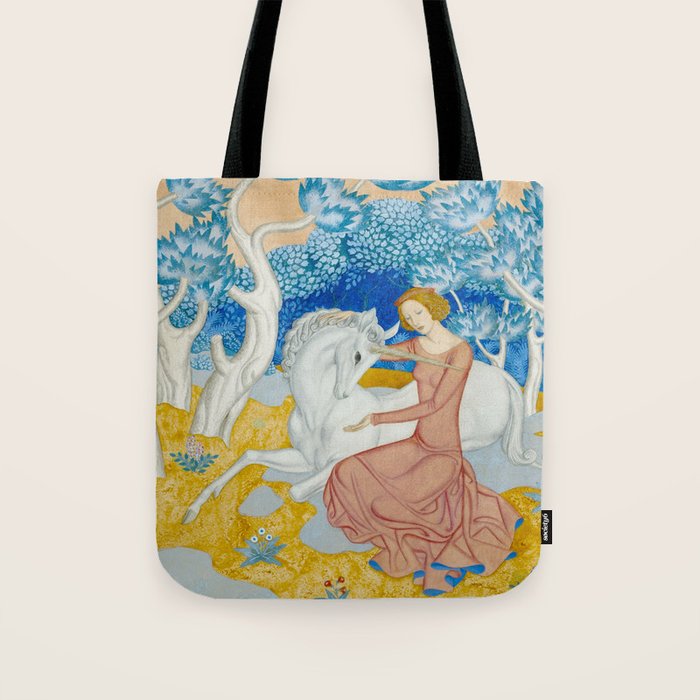 The Maid and the Unicorn - Edmund Dulac - 1938  Tote Bag Gallery Image 1
