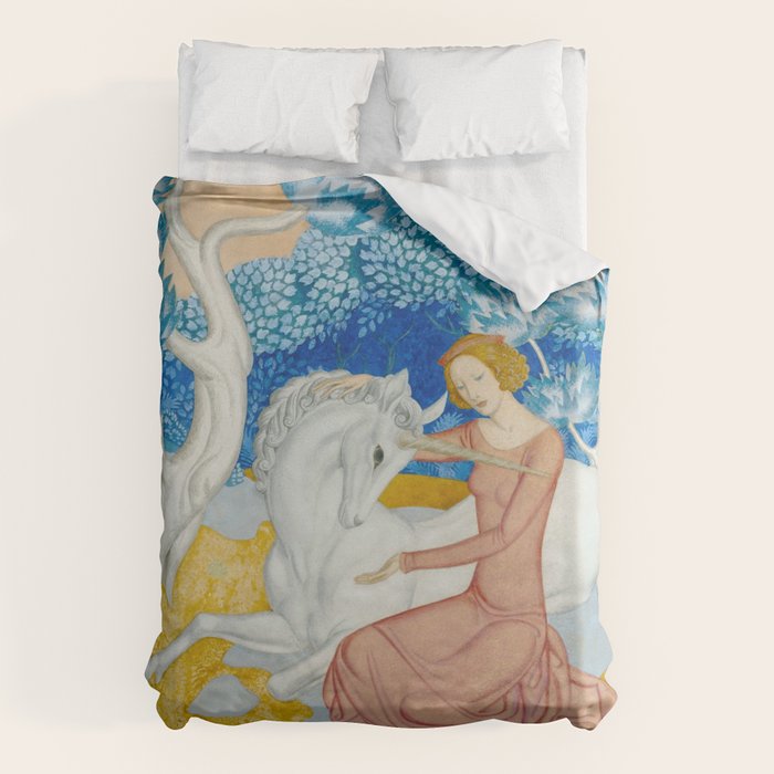 The Maid and the Unicorn - Edmund Dulac - 1938  Duvet Cover Gallery Image 6