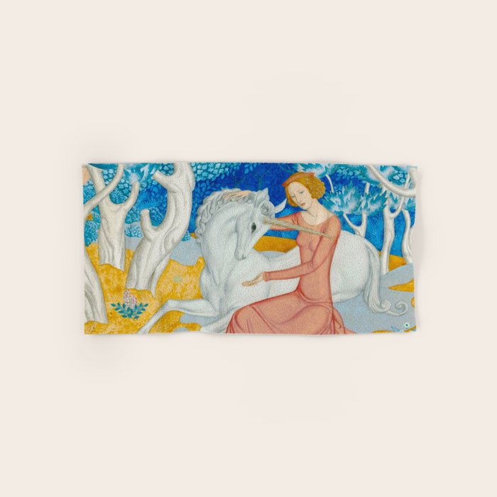 The Maid and the Unicorn - Edmund Dulac - 1938  Bath Towel Gallery Image 1