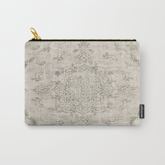 Antique Persian Neutral Vintage Rug Print Cream Carry All Pouch Gallery Image 1