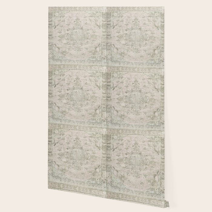 Antique Persian Neutral Vintage Rug Print Cream Wallpaper Gallery Image 2