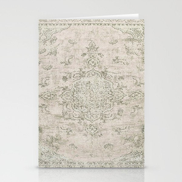 Antique Persian Neutral Vintage Rug Print Cream Stationery Card Gallery Image 2