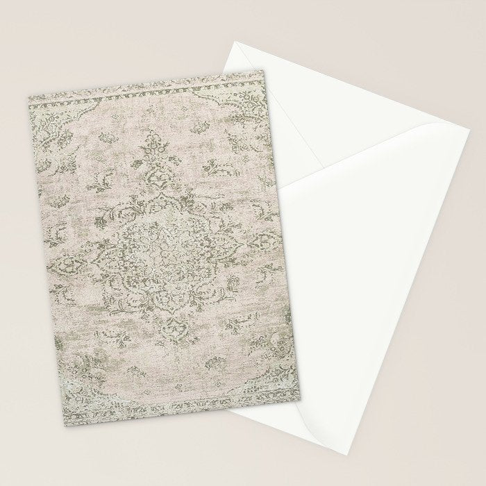 Antique Persian Neutral Vintage Rug Print Cream Stationery Card Gallery Image 2