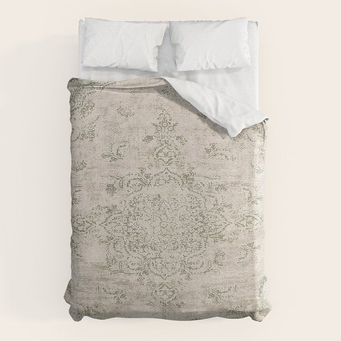 Antique Persian Neutral Vintage Rug Print Cream Duvet Cover Gallery Image 1