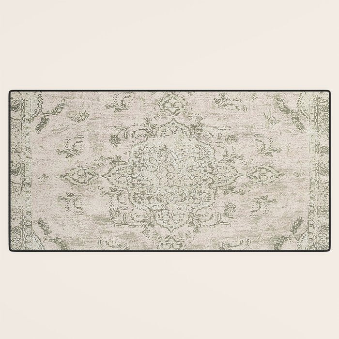Antique Persian Neutral Vintage Rug Print Cream Desk Mat Gallery Image 3