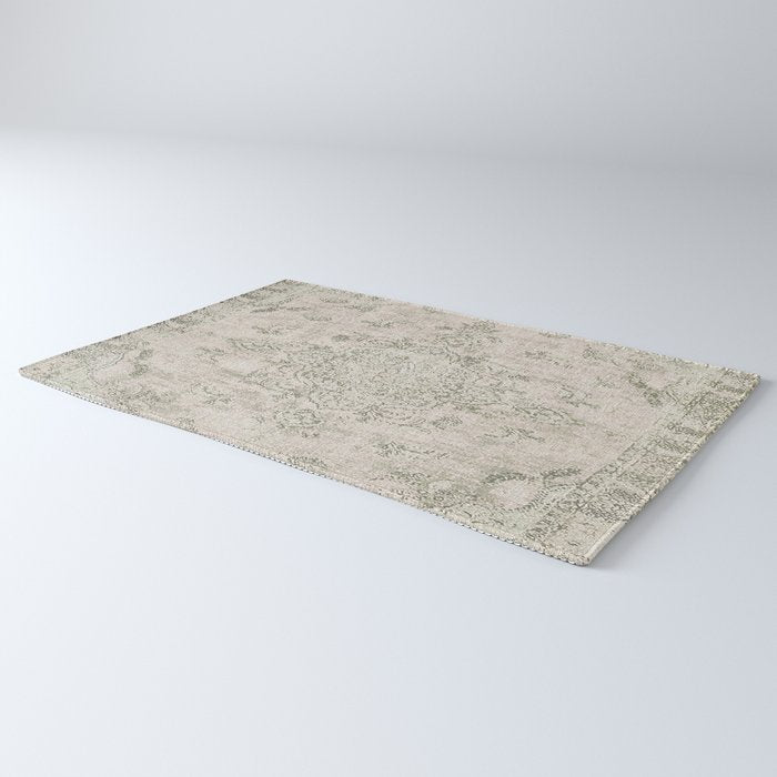Antique Persian Neutral Vintage Rug Print Cream Rug Gallery Image 3