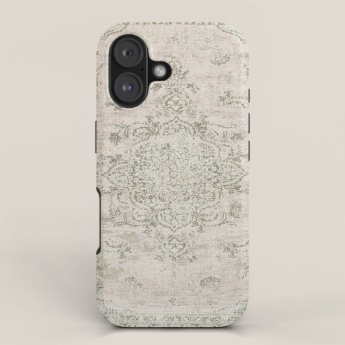 Antique Persian Neutral Vintage Rug Print Cream iPhone Case Gallery Image 1
