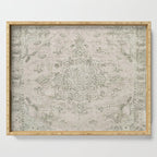 Antique Persian Neutral Vintage Rug Print Cream Serving Tray Gallery Image 1