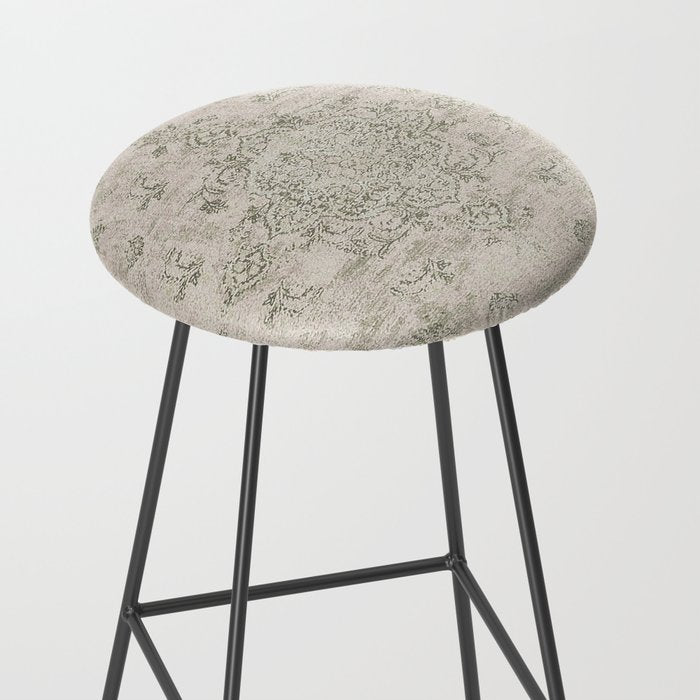 Antique Persian Neutral Vintage Rug Print Cream Stool Gallery Image 2