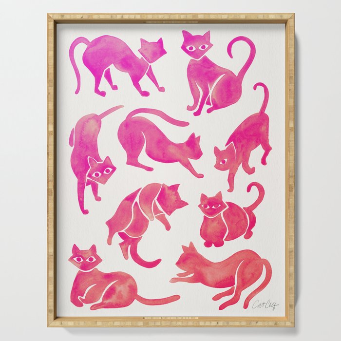 Cat Positions - Pink OmbrÃ© Palette Serving Tray Gallery Image 1