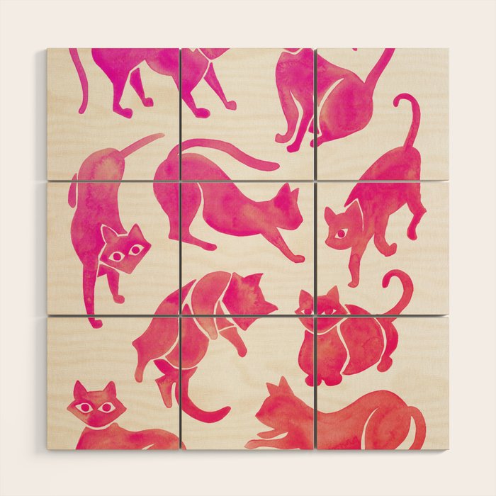 Cat Positions - Pink OmbrÃ© Palette Wood Wall Art Gallery Image 2
