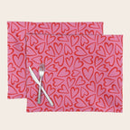 Red love heart cartoon pattern Placemat Gallery Image 1