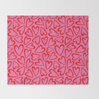 Red love heart cartoon pattern Throw Blanket Gallery Image 2