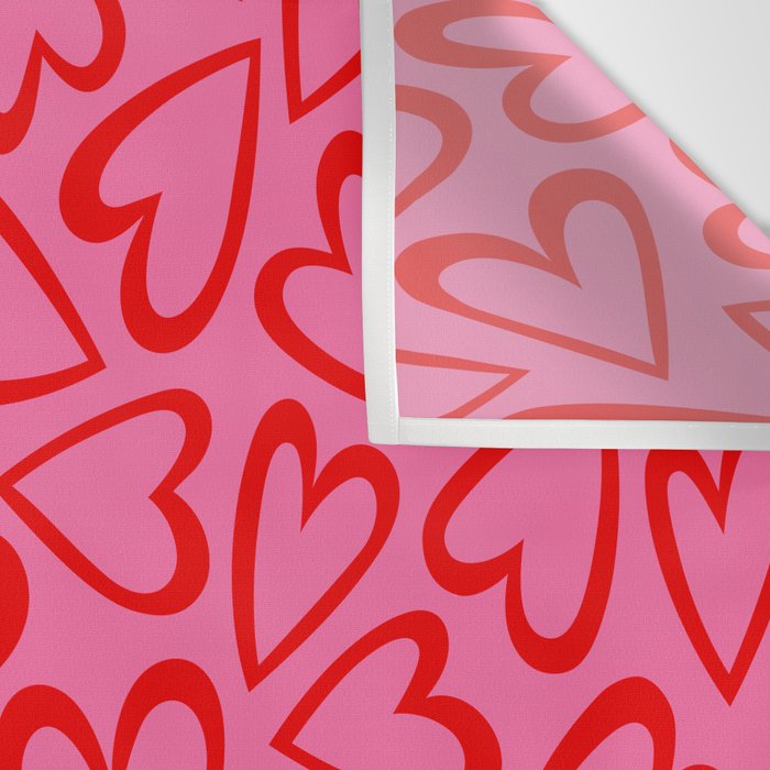 Red love heart cartoon pattern Wall Tapestry Gallery Image 3