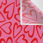 Red love heart cartoon pattern Wall Tapestry Gallery Image 3