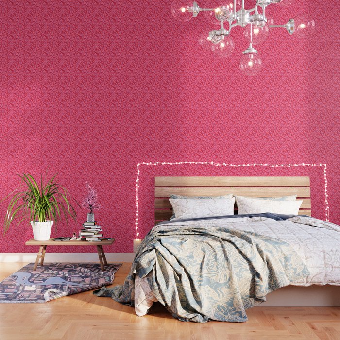 Red love heart cartoon pattern Wallpaper Gallery Image 3