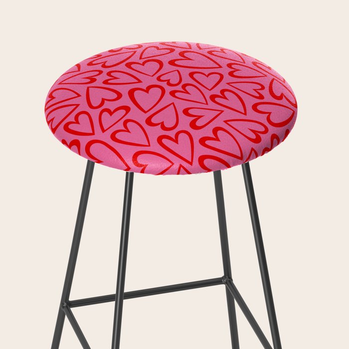 Red love heart cartoon pattern Stool Gallery Image 2
