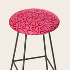 Red love heart cartoon pattern Stool Gallery Image 2