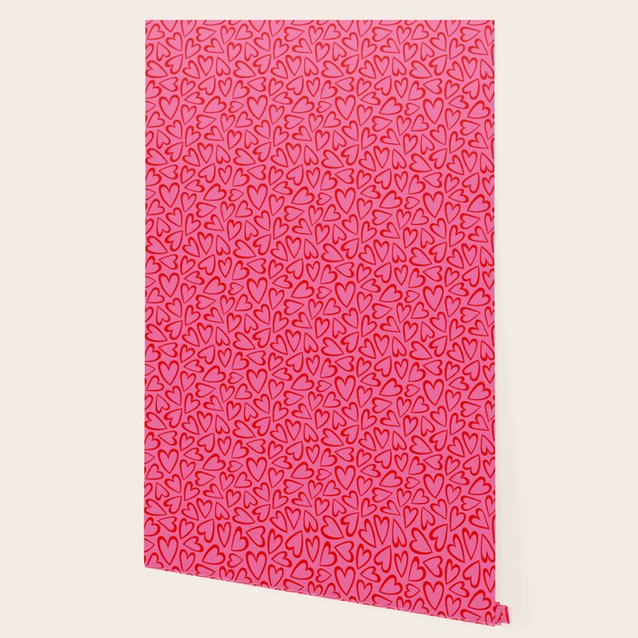 Red love heart cartoon pattern Wallpaper Gallery Image 2