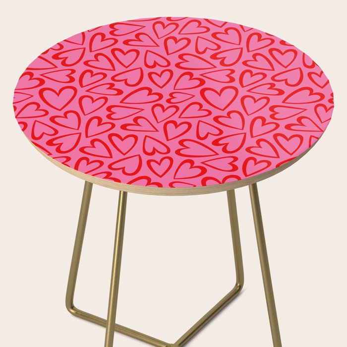 Red love heart cartoon pattern Side Table Gallery Image 2