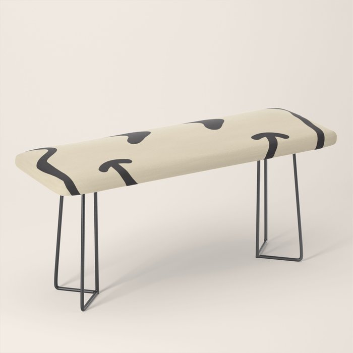 Wonky Smiley Face - Black and Cream Bench Gallery Image 1