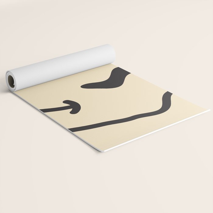 Wonky Smiley Face - Black and Cream Yoga Mat Gallery Image 2
