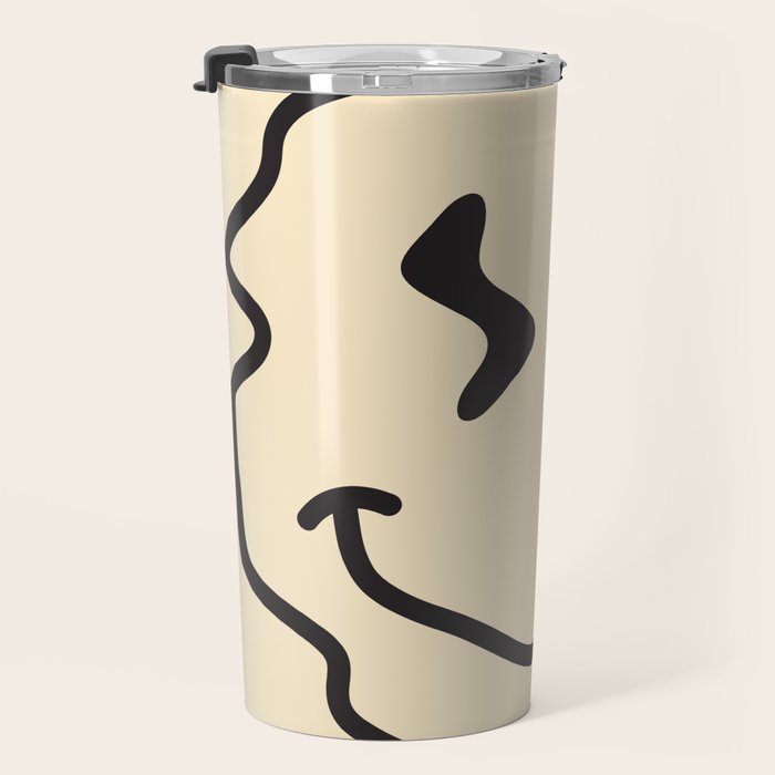 Wonky Smiley Face - Black and Cream Travel Mug Gallery Image 3