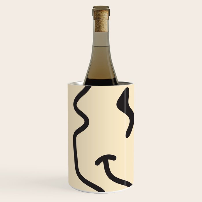 Wonky Smiley Face - Black and Cream Wine Chiller Gallery Image 2