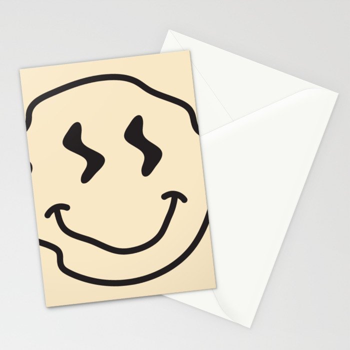 Wonky Smiley Face - Black and Cream Stationery Card Gallery Image 2