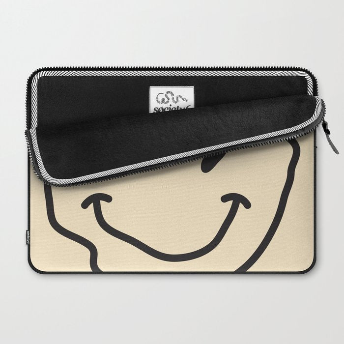Wonky Smiley Face - Black and Cream Laptop Sleeve Gallery Image 2
