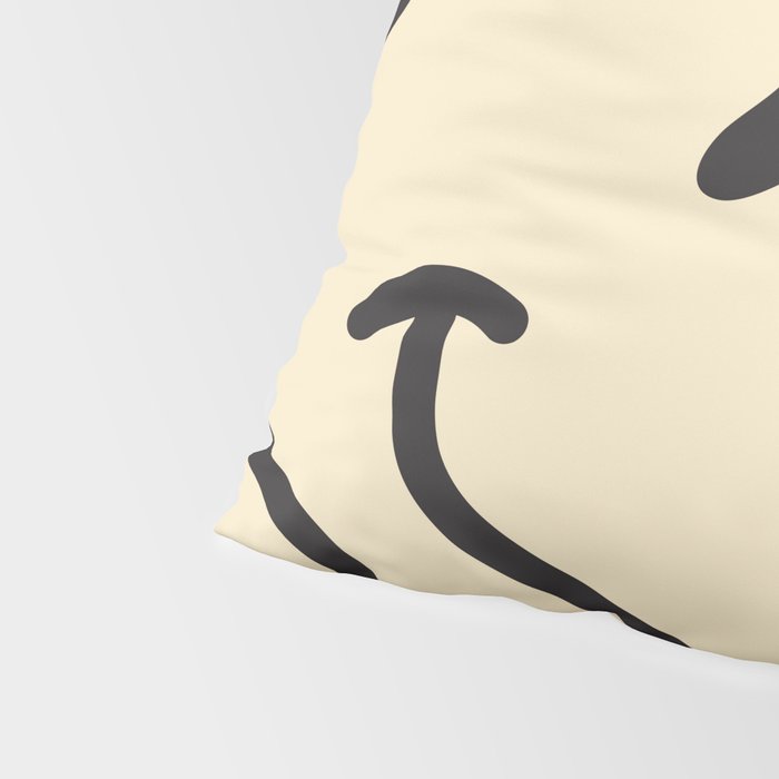 Wonky Smiley Face - Black and Cream Pillow Sham Gallery Image 4