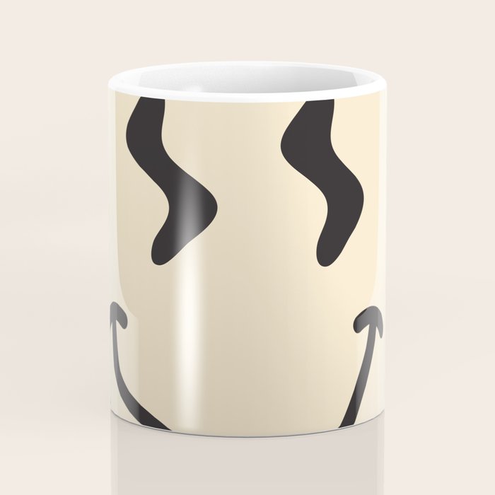 Wonky Smiley Face - Black and Cream Coffee Mug Gallery Image 4