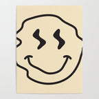 Wonky Smiley Face - Black and Cream Poster Gallery Image 4
