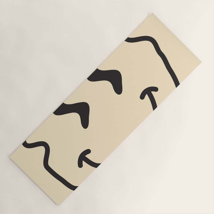 Wonky Smiley Face - Black and Cream Yoga Mat Gallery Image 1