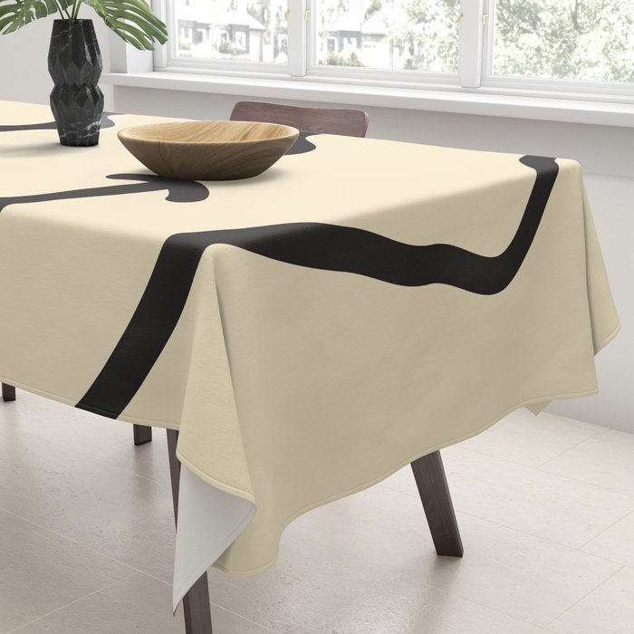 Wonky Smiley Face - Black and Cream Tablecloth Gallery Image 3