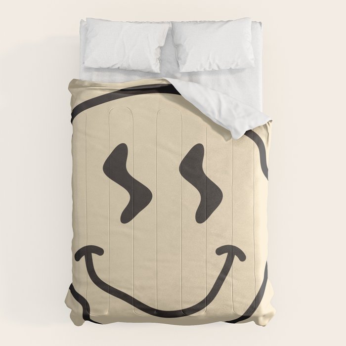 Wonky Smiley Face - Black and Cream Comforter Gallery Image 6