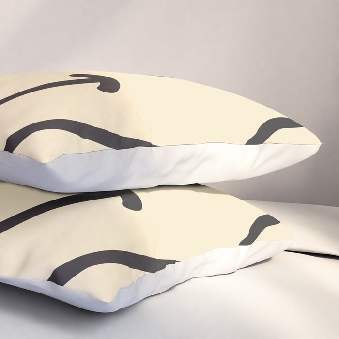 Wonky Smiley Face - Black and Cream Pillow Sham Gallery Image 3