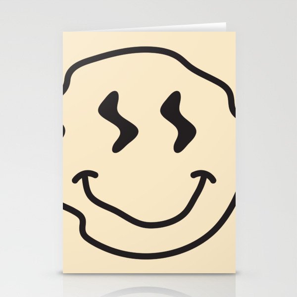 Wonky Smiley Face - Black and Cream Stationery Card Gallery Image 2