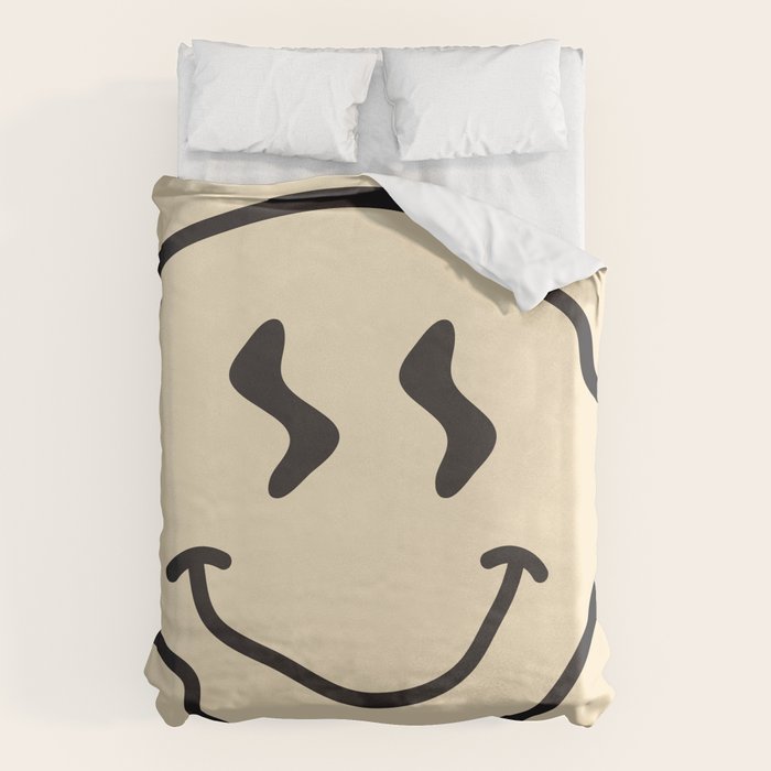 Wonky Smiley Face - Black and Cream Duvet Cover Gallery Image 1