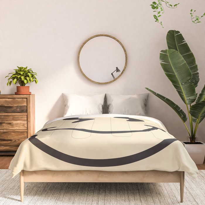Wonky Smiley Face - Black and Cream Comforter Gallery Image 3