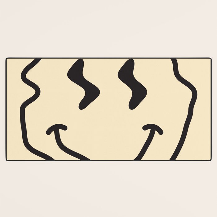 Wonky Smiley Face - Black and Cream Desk Mat Gallery Image 3