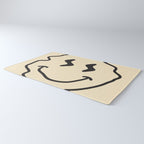Wonky Smiley Face - Black and Cream Rug Gallery Image 3