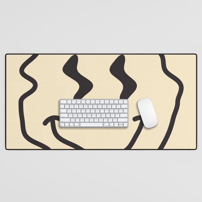 Wonky Smiley Face - Black and Cream Desk Mat Gallery Image 1