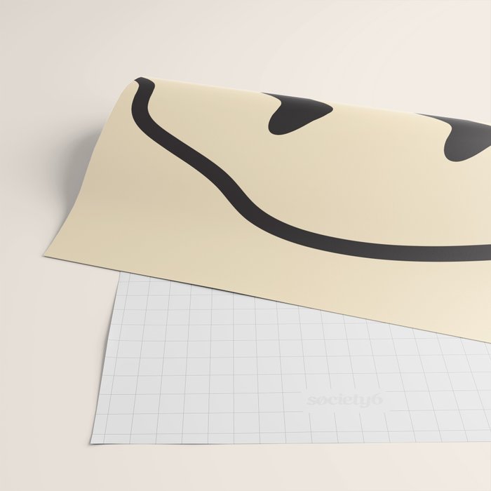 Wonky Smiley Face - Black and Cream Wrapping Paper Gallery Image 2