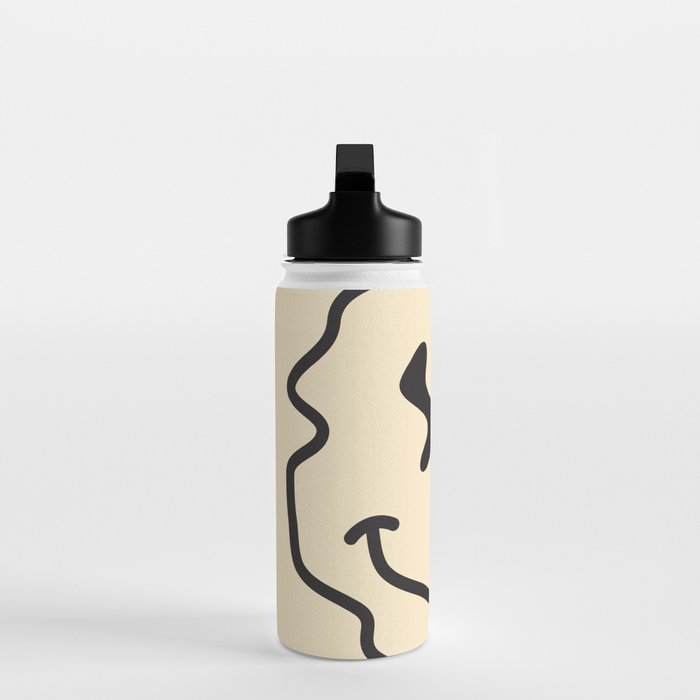 Wonky Smiley Face - Black and Cream Water Bottle Gallery Image 3