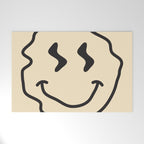 Wonky Smiley Face - Black and Cream Welcome Mat Gallery Image 1
