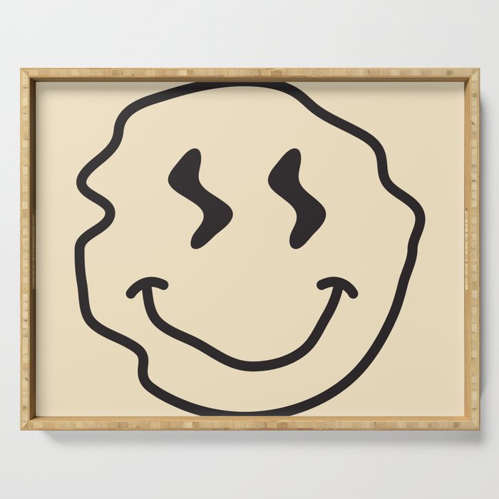 Wonky Smiley Face - Black and Cream Serving Tray Gallery Image 1