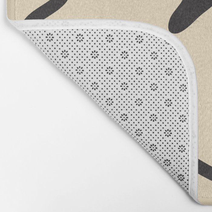 Wonky Smiley Face - Black and Cream Bath Mat Gallery Image 2